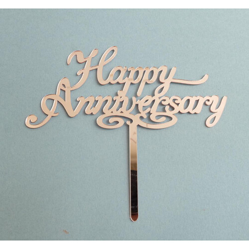 Happy Anniversary Cake Topper- Rose Gold